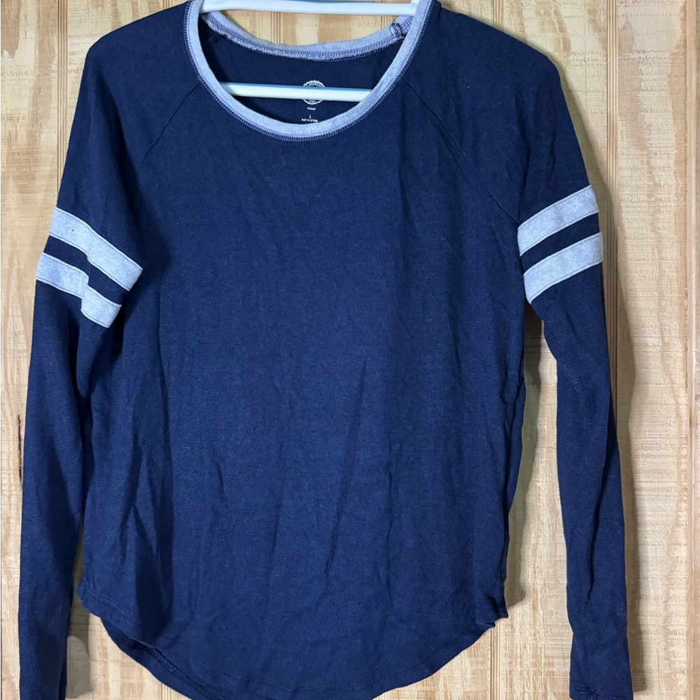 SO Navy Long Sleeve Shirt with White Stripes